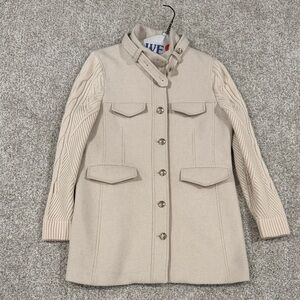 Elie Tahari Wool and Knit Coat Ivory SZ L